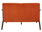 Carlson Orange Velvet Fabric Loveseat with Sloped Arms