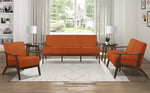 Carlson Orange Velvet Fabric Loveseat with Sloped Arms