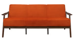 Carlson Orange Velvet Fabric Sofa with Sloped Arms