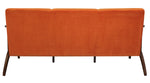 Carlson Orange Velvet Fabric Sofa with Sloped Arms