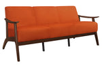 Carlson Orange Velvet Fabric Sofa with Sloped Arms