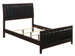 Carlton 5-Pc Cappuccino Wood/Black Leatherette Queen Bedroom Set