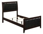 Carlton 5-Pc Cappuccino Wood/Black Leatherette Twin Bedroom Set