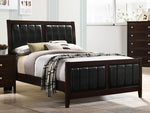 Carlton Black Leatherette/Cappuccino Wood Cal King Panel Bed