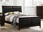 Carlton Black Leatherette/Cappuccino Wood Full Panel Bed