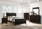 Carlton Black Leatherette/Cappuccino Wood King Panel Bed