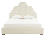 Carolina Cream Velvet Queen Platform Bed