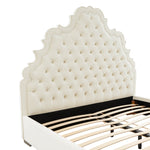 Carolina Cream Velvet Queen Platform Bed