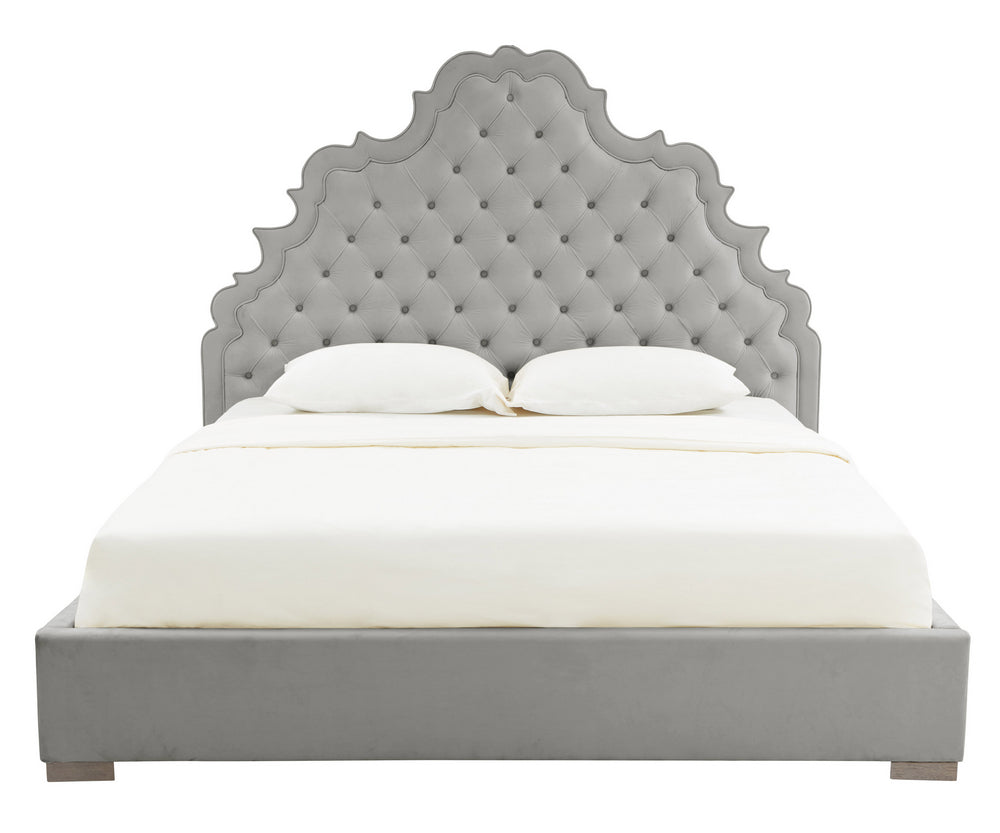 Carolina Grey Velvet King Platform Bed (Oversized)