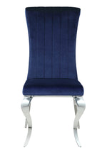 Carone 4 Ink Blue Velvet/Chrome Finish Metal Side Chairs