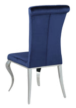 Carone 4 Ink Blue Velvet/Chrome Finish Metal Side Chairs