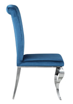 Carone 4 Teal Velvet/Chrome Finish Metal Side Chairs