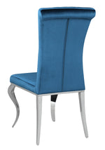 Carone 4 Teal Velvet/Chrome Finish Metal Side Chairs