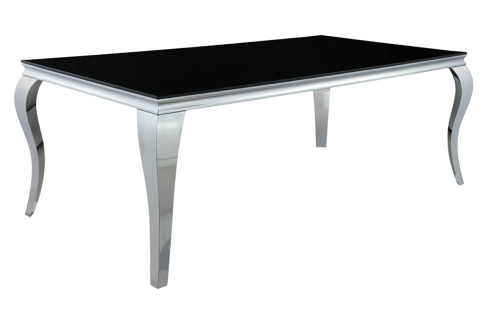 Carone Black Glass/Chrome Finish Metal 80"L Dining Table