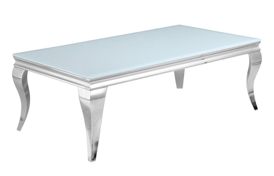 Carone White Glass/Chrome Metal Rectangular Coffee Table