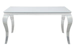 Carone White Glass/Chrome Finish Metal 61"L Dining Table