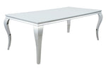 Carone White Glass/Chrome Finish Metal 80"L Dining Table