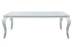 Carone White Glass/Chrome Finish Metal 80"L Dining Table