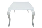 Carone White Glass/Chrome Finish Metal 80"L Dining Table