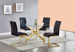 Caryl 2 Black Faux Leather/Gold Side Chairs