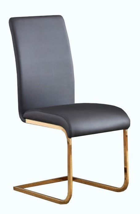 Caryl 2 Grey Faux Leather/Gold Side Chairs