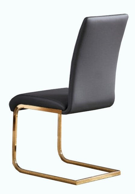 Caryl 2 Grey Faux Leather/Gold Side Chairs