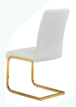 Caryl 2 White Faux Leather/Gold Side Chairs