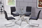 Caryl 5-Pc Black & Chrome Dining Table Set