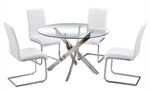 Caryl 5-Pc White & Chrome Dining Table Set