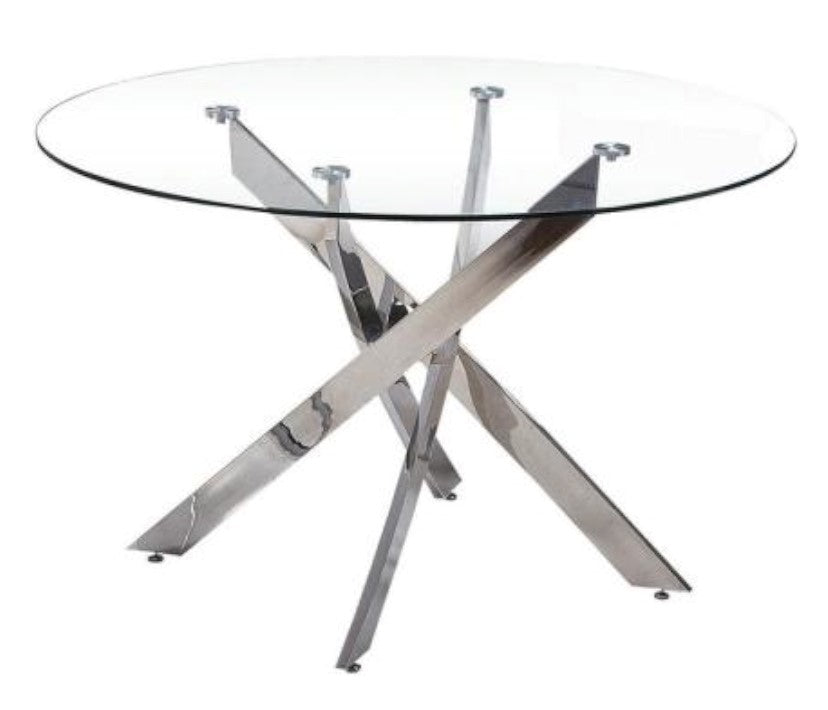 Caryl 5-Pc White & Chrome Dining Table Set
