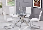 Caryl 5-Pc White & Chrome Dining Table Set