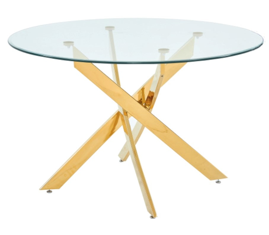 Caryl Clear Glass/Gold Metal Dining Table