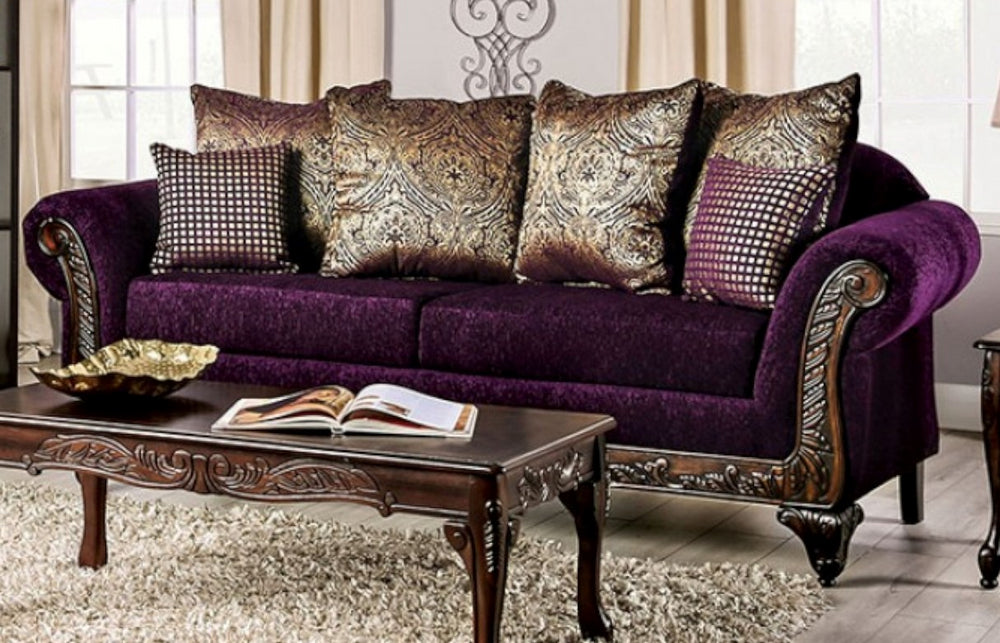 Casilda Purple Chenille 2-Seat Sofa (Oversized)