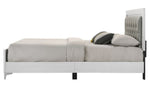 Casilda White Wood/Gray PU Leather Queen Bed with LED Lights