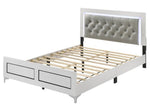 Casilda White Wood/Gray PU Leather Queen Bed with LED Lights