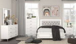 Casilda White Wood/Gray PU Leather Queen Bed with LED Lights