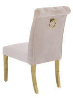 Cassie 2 Cream Velvet/Gold Metal Side Chairs