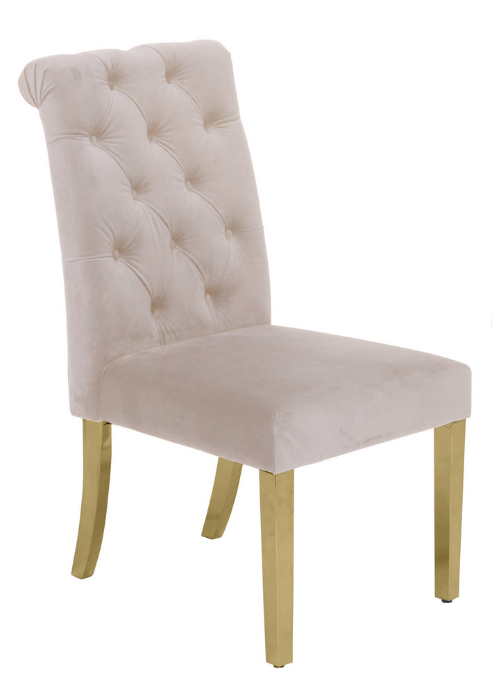 Cassie 2 Cream Velvet/Gold Metal Side Chairs