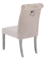 Cassie 2 Cream Velvet/Silver Metal Side Chairs
