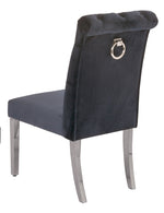 Cassie 2 Gray Velvet/Silver Metal Side Chairs