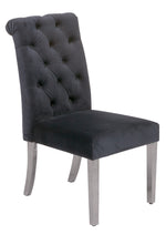 Cassie 2 Gray Velvet/Silver Metal Side Chairs