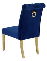 Cassie 2 Navy Blue Velvet/Gold Metal Side Chairs