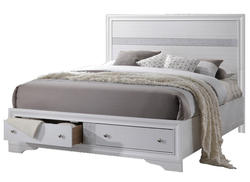 Catherine White Wood Cal King Storage Bed