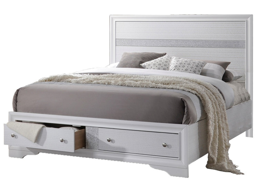 Catherine White Wood Queen Storage Bed