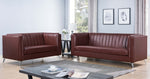 Cathy Brown PU Leather Channel Tufted Loveseat