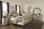 Cavalier Silver Wood/Faux Leather Queen Bed