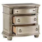 Cavalier Silver Wood/Genuine Marble 3-Drawer Nightstand