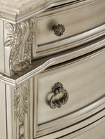 Cavalier Silver Wood/Genuine Marble 3-Drawer Nightstand