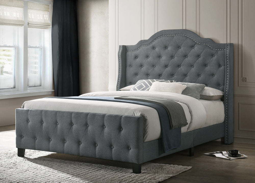 Cecilia Gray Linen Fabric Full Bed