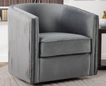 Cecily Gray Velvet Fabric Swivel Accent Chair